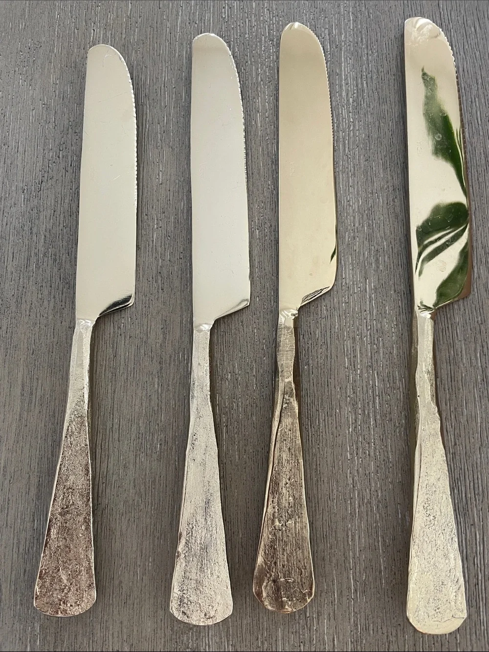 Pottery Barn Ridge Flatware Set (4 USED sets in gold)